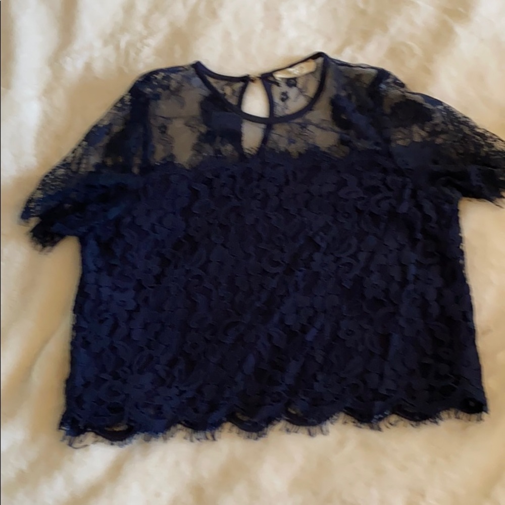 Navy lace crop top